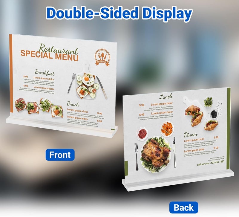 DECOHOBO 12 Pack Acrylic Sign Holder 11 x 8.5 Horizontal, Double-Sided Clear Sign Holder Plastic Stands for Display, T Shape Acrylic Table Sign Stands for Office Store Restaurants Wedding Party Decoration - Image 3